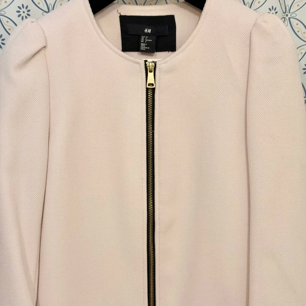 NEW H&M Textured Woven Coat in Powder Pink - Picture 4 of 6